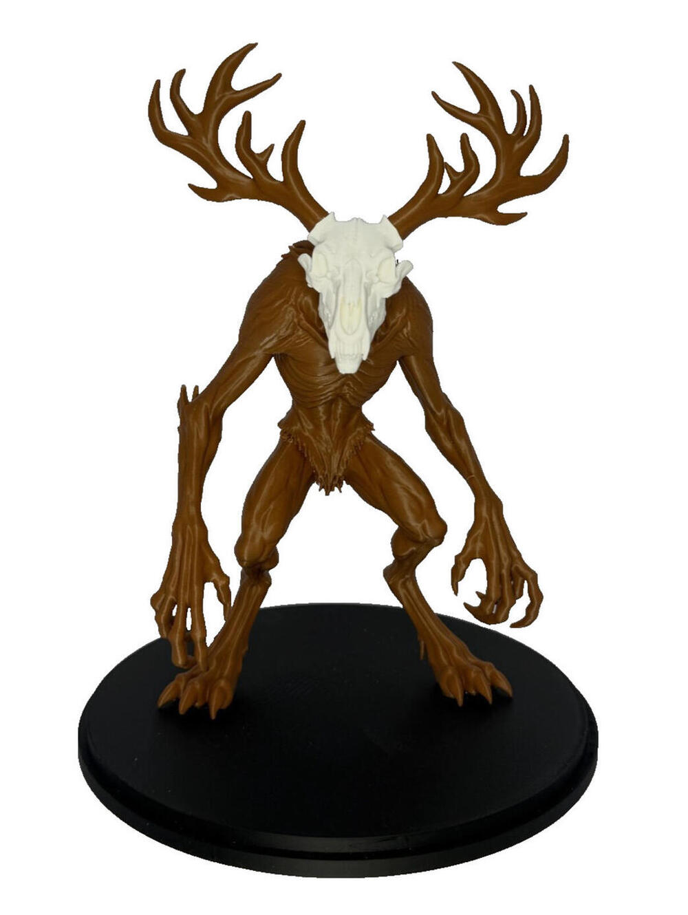 3D Printed Wendigo - 9 in - Brown and White PLA - with base